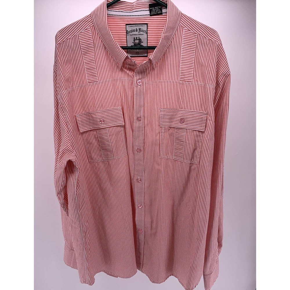 Denim & Rivets Clothing Company Mens Button Up Shirt Long Sleeve Striped Size 4X